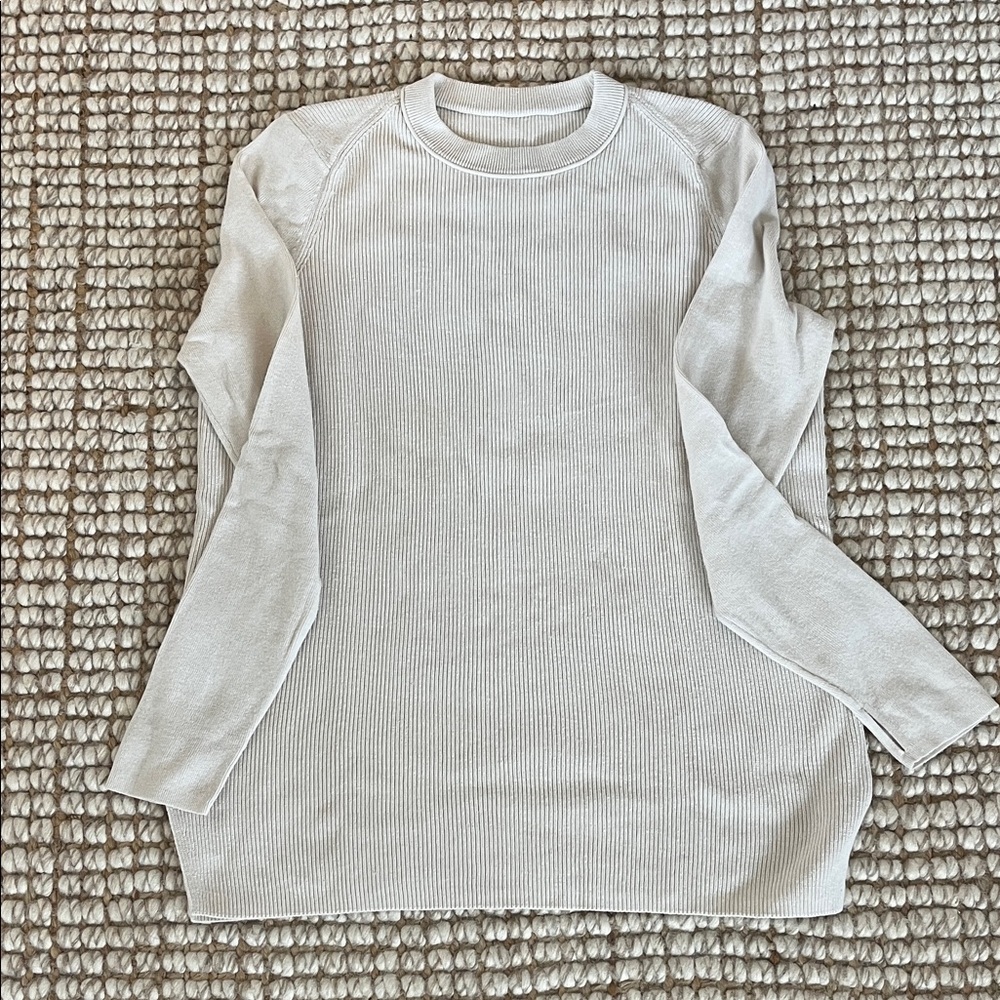 lululemon athletica Neutral Cream Ribbed Crew Sweater